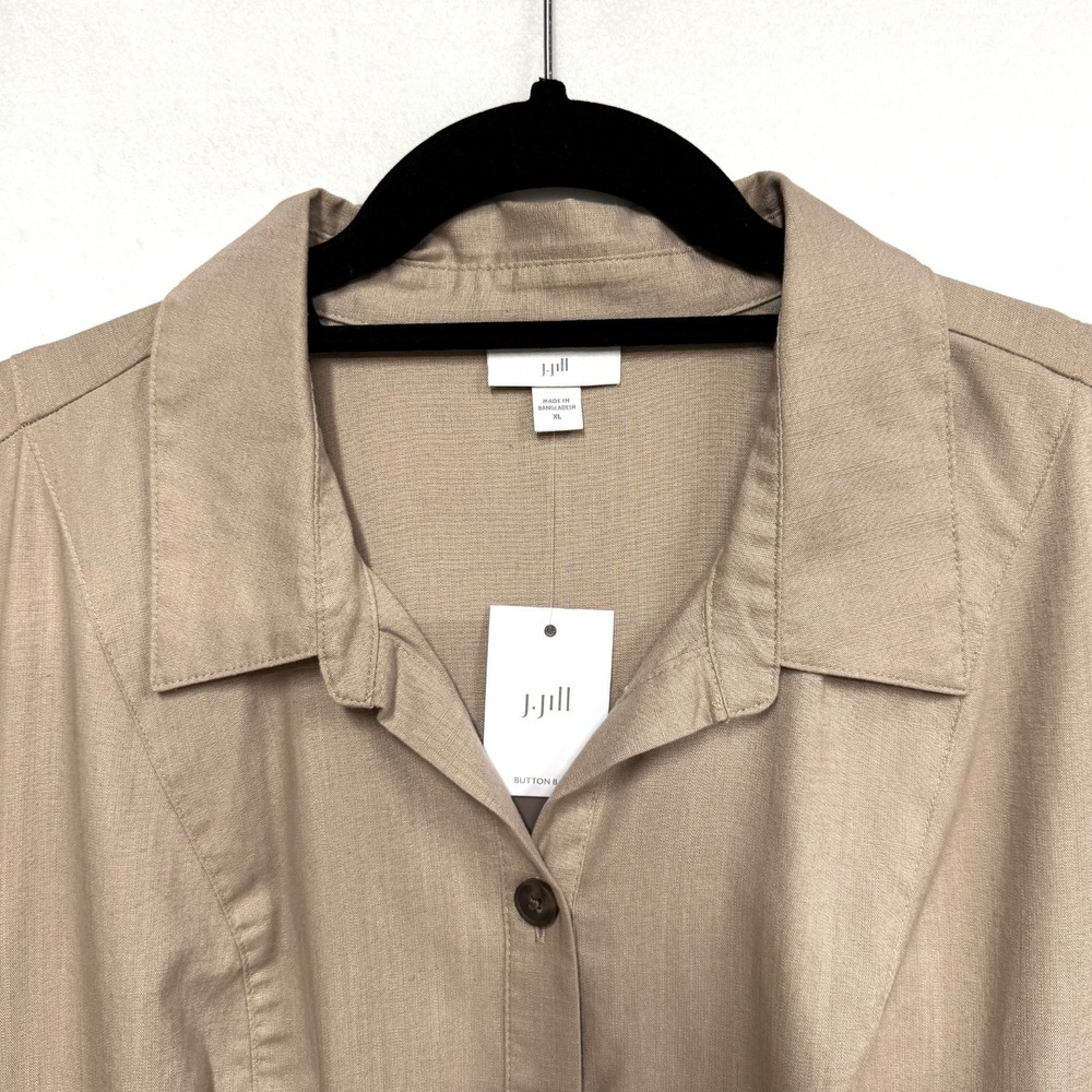 J Jill Button-Front Maxi Dress, Size XL, A-Line, Cap Sleeves, Tencel Cotton NEW - Picture 2 of 11